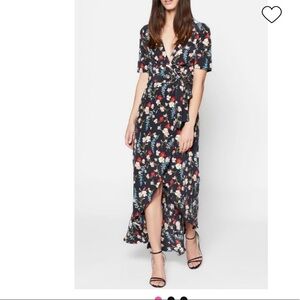 Equipment Imogene floral silk wrap asymmetrical wrap dress